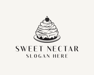 Strawberry Cake Dessert logo design