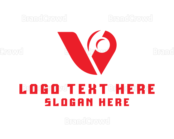 Red Mechanical Letter V Logo