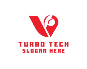 Turbo - Red Mechanical Letter V logo design