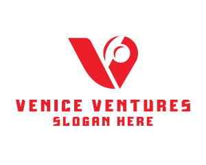 Red Mechanical Letter V logo design