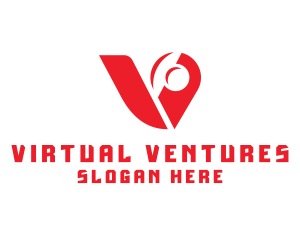 Red Mechanical Letter V logo design