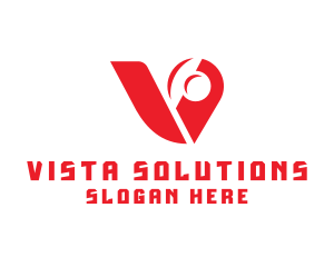 Red Mechanical Letter V logo design