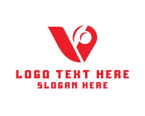 Pin - Red Mechanical Letter V logo design