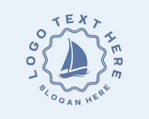Fisherman - Blue Nautical Sailboat logo design