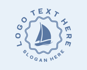 Fish - Blue Nautical Sailboat logo design