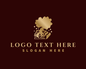 Library - Tree Root Book logo design