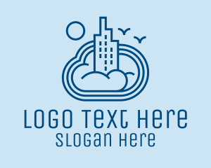 Skyscraper - Blue Cloud City logo design