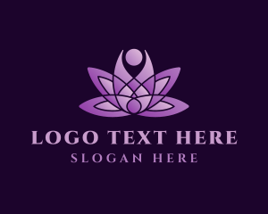 Meditating - Violet Relaxing Lotus logo design