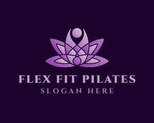 Pilates - Violet Relaxing Lotus logo design