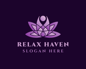 Violet Relaxing Lotus logo design