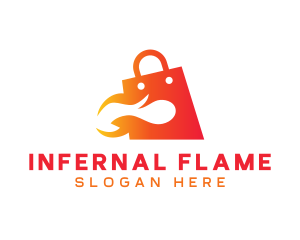 Flaming Shopping Bag logo design