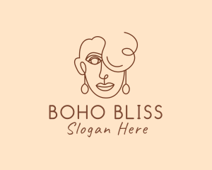 Fashionista Boho Woman Face logo design