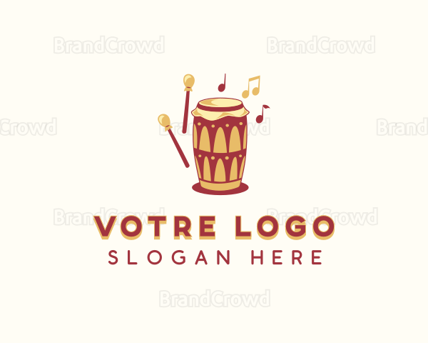 African Percussion Drum Logo