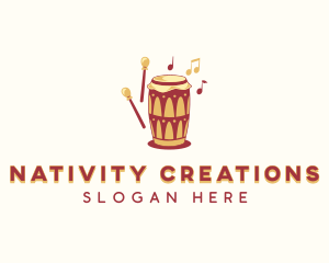 African Percussion Drum logo design