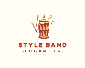 African Percussion Drum logo design