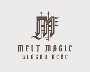 Brown Calligraphy Letter M  logo design