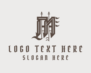 Old English - Brown Calligraphy Letter M logo design
