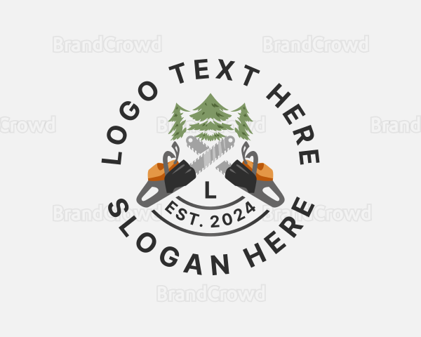 Tree Logging Chainsaw Logo