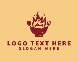 Hot - Flame Cutlery Bowl logo design