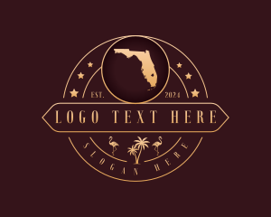 Flamingo - Florida Map Tourism logo design