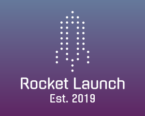 Projectile - Minimalist Dot Rocket logo design