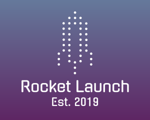 Minimalist Dot Rocket logo design