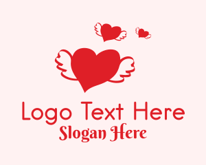 Couple - Romantic Flying Heart logo design