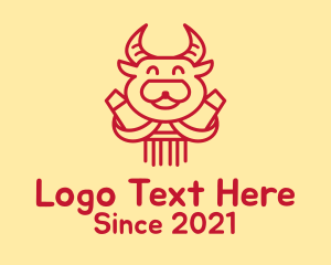 Chinese Restaurant - Festive Ox Head logo design