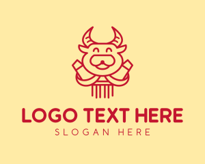 Joy - Festive Ox Head logo design