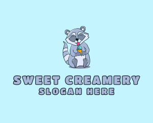 Creamery - Raccoon Ice Cream logo design