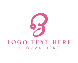 Initial - Pink Flower B Stroke logo design