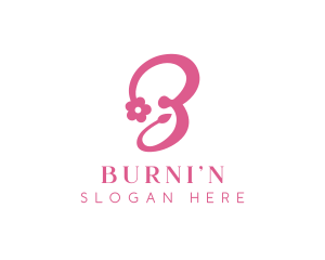 Pink Flower B Stroke logo design