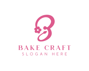 Pink Flower B Stroke logo design