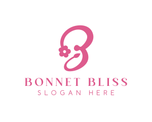 Pink Flower B Stroke logo design