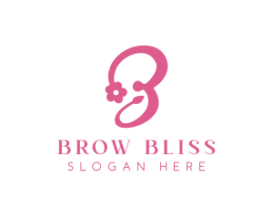 Pink Flower B Stroke logo design