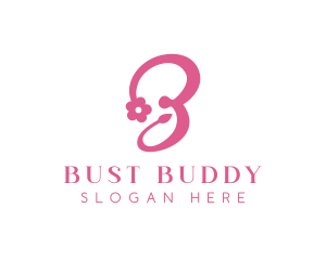 Pink Flower B Stroke logo design