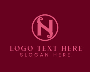 Letter N - Pink Ornate Fashion Letter N logo design