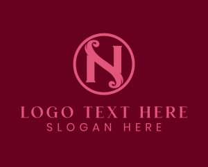 Massage - Pink Ornate Fashion Letter N logo design