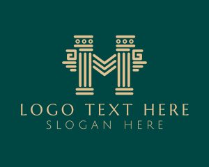 E Commerce - Creative Column Letter M logo design