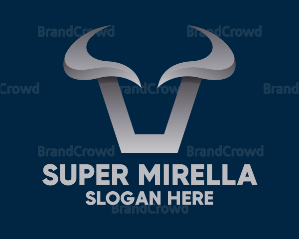 Metallic Bull Horns Logo