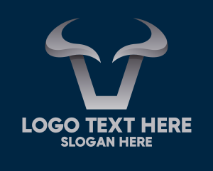 Horns - Metallic Bull Horns logo design