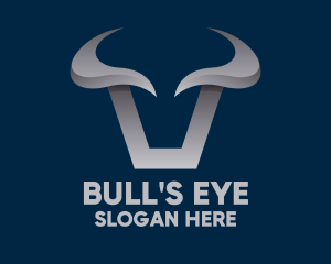 Metallic Bull Horns logo design