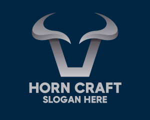 Metallic Bull Horns logo design