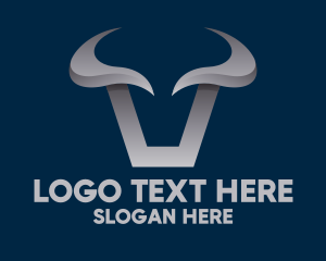Metallic Bull Horns Logo