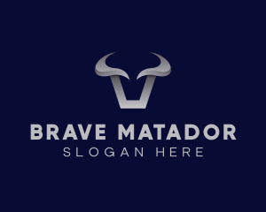 Metallic Bull Horns logo design