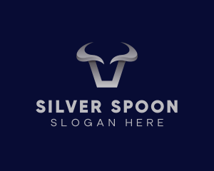 Metallic Bull Horns logo design