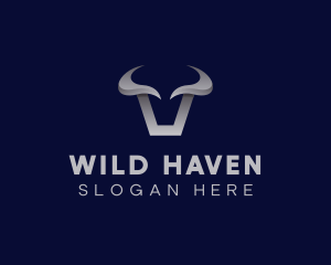 Metallic Bull Horns logo design