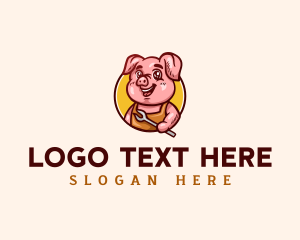 Barbeque - Pig Barbeque Fork logo design