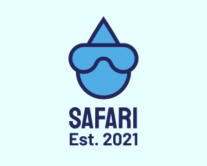 Underwater Mask - Water Droplet Diving logo design