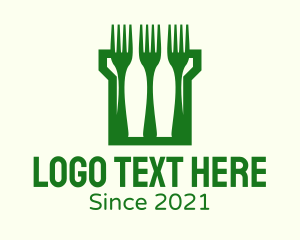 Eat - Green Fork Turret logo design